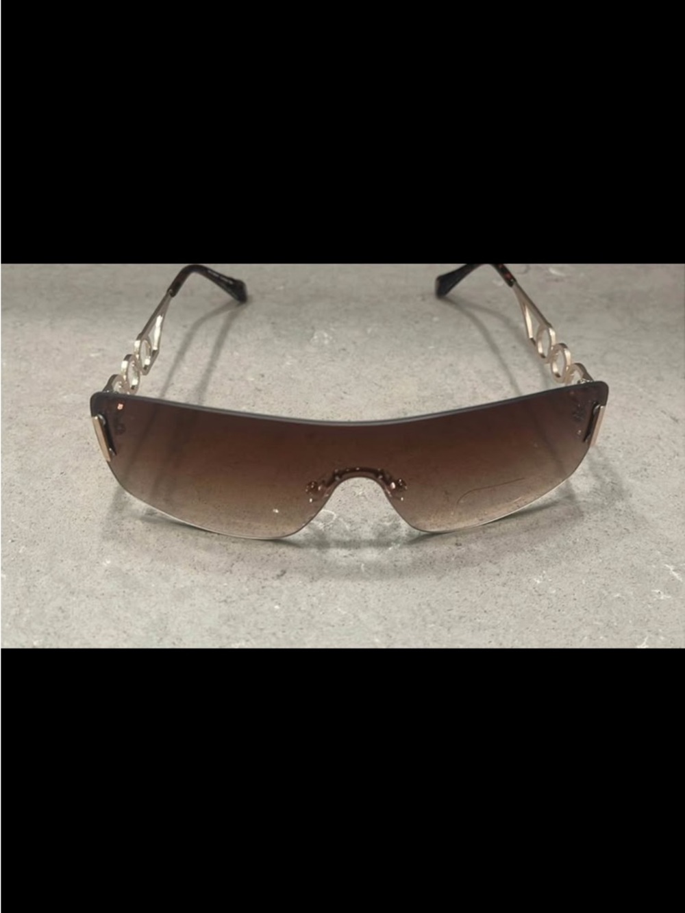 Brown Rimless Shield Sunglasses - Picture 4 of 6